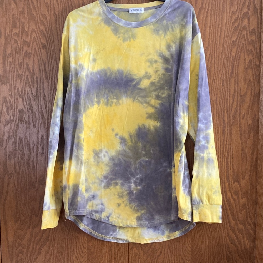 Tie-Dye Long Sleeve Shirt - Yellow and Gray NWOT